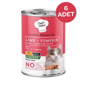 Chef's Choice Kuzu Etli ve Bal Kabaklı Tahılsız Ezme Yetişkin Kedi Konservesi 400 Gr x 6 Adet