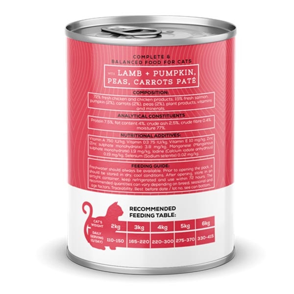 Chef's Choice Kuzu Etli, Bal Kabaklı, Bezelyeli ve Havuçlu Tahılsız Ezme Yetişkin Kedi Yaş Maması 400 g - 3