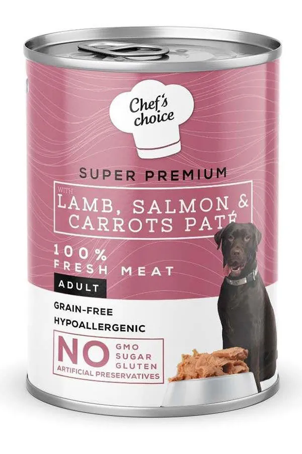 Chefs Choice Kuzu Somon Havuçlu Tahılsız Köpek Yaş Maması 400 Gr - 1