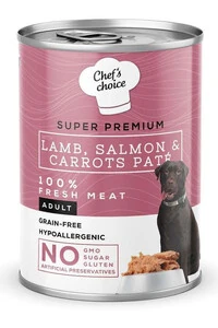 Chefs Choice Kuzu Somon Havuçlu Tahılsız Köpek Yaş Maması 400 Gr