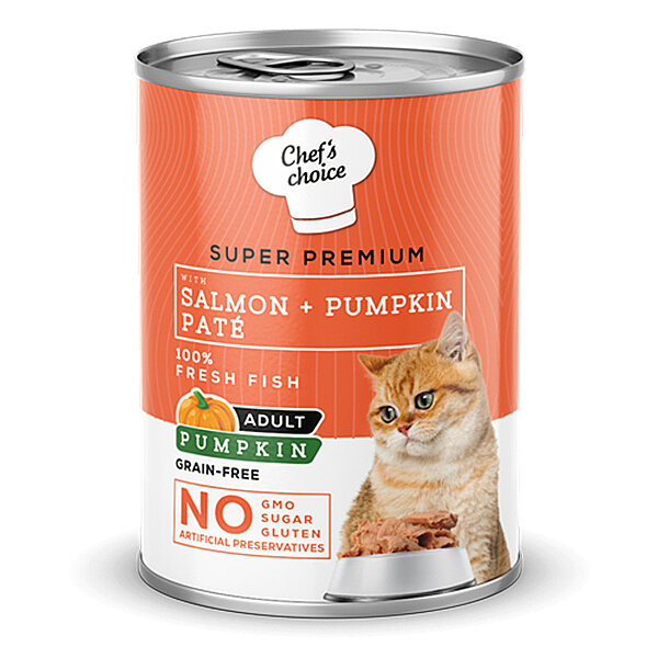 Chef's Choice Somonlu, Bal Kabaklı, Bezelyeli ve Havuçlu Tahılsız Ezme Yetişkin Kedi Yaş Maması 400 g - 1