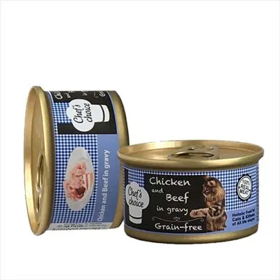 Chefs Choice Soslu Tavuk ve Dana Etli Kıyılmış Tahılsız Kedi Konservesi 80 GR - 1