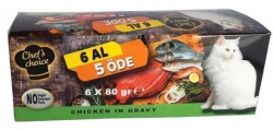 Chefs Choice Soslu Tavuklu Tahılsız Yaş Kedi Maması 80 GR * 5+1 Bonus