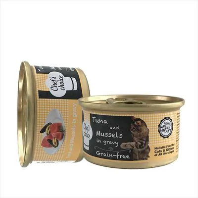 Chefs Choice Soslu Ton Balığı ve Midyeli Tahılsız Kedi Konservesi 80 GR - 1