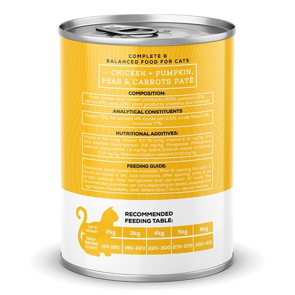 Chef's Choice Tavuklu, Bal Kabaklı, Bezelyeli ve Havuçlu Tahılsız Ezme Yetişkin Kedi Yaş Maması 400 g - 2