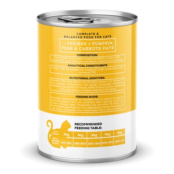 Chef's Choice Tavuklu, Bal Kabaklı, Bezelyeli ve Havuçlu Tahılsız Ezme Yetişkin Kedi Yaş Maması 400 g - 4