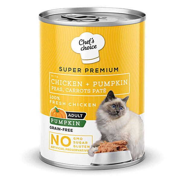 Chef's Choice Tavuklu, Bal Kabaklı, Bezelyeli ve Havuçlu Tahılsız Ezme Yetişkin Kedi Yaş Maması 400 g