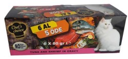 Chefs Choice Ton Balığı ve Karidesli Tahılsız Yaş Kedi Maması 80 GR * 5+1 Bonus
