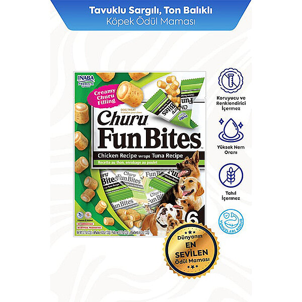 Churu Fun Bites Sticks Ton Balığı Sargılı Köpek Ödülü 22 g (6 Adet) - 1