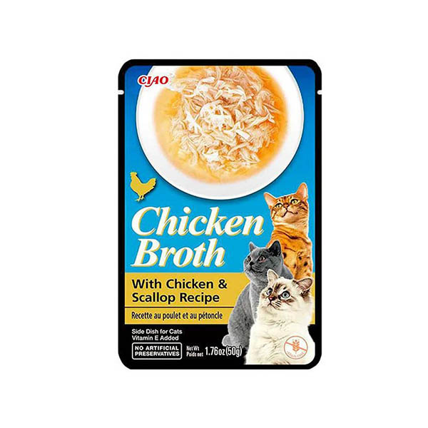 Ciao Chicken Broth Tavuk Sulu ve Deniz Taraklı Kedi Çorbası 50 Gr - 1