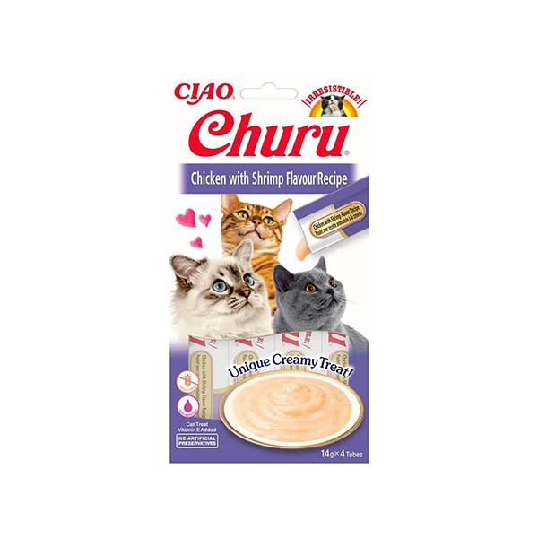 Ciao Churu Cream Tavuklu ve Karidesli Kedi Ödül Kreması 4 x 14 Gr - 1