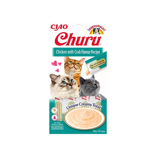 Ciao Churu Cream Tavuklu ve Yengeçli Kedi Ödül Kreması 4 x 14 Gr - 1