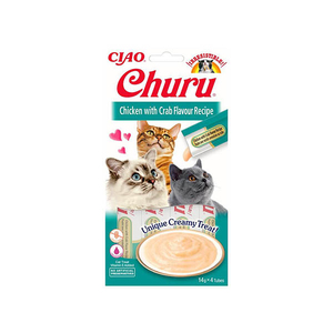 Ciao Churu Cream Tavuklu ve Yengeçli Kedi Ödül Kreması 4 x 14 Gr