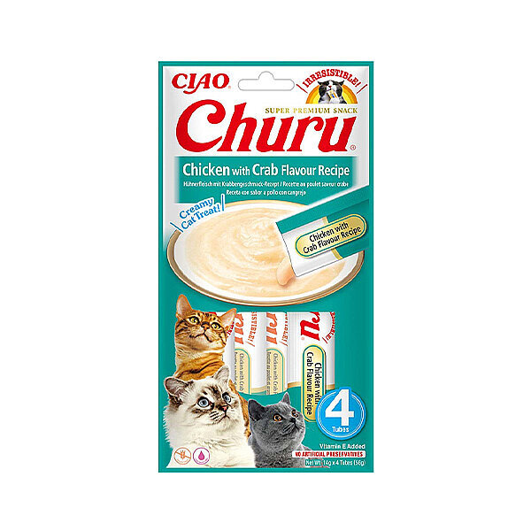 Ciao Churu Cream Tavuklu ve Yengeçli Kedi Ödül Kreması 4 x 14 Gr