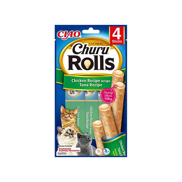 Ciao Churu Rolls Sticks Tavuk Sargılı & Ton Balıklı Kedi Ödül Maması 4 x 10 Gr - 1