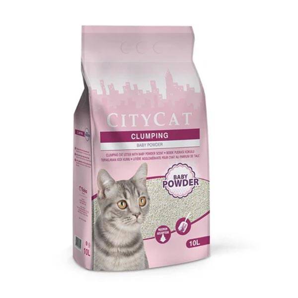 City Cat Bebek Pudrası Kokulu Topaklanan Bentonit Kedi Kumu 10 lt - 1