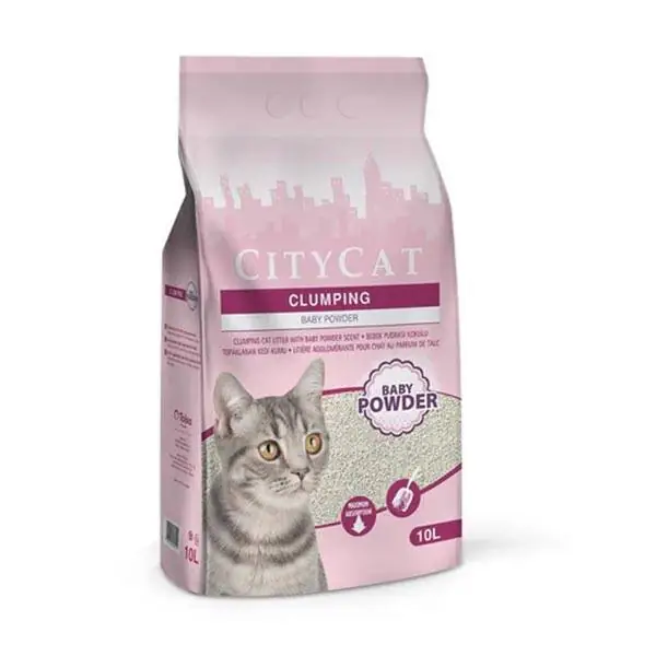 City Cat Bebek Pudrası Kokulu Topaklanan Bentonit Kedi Kumu 10 lt - 1