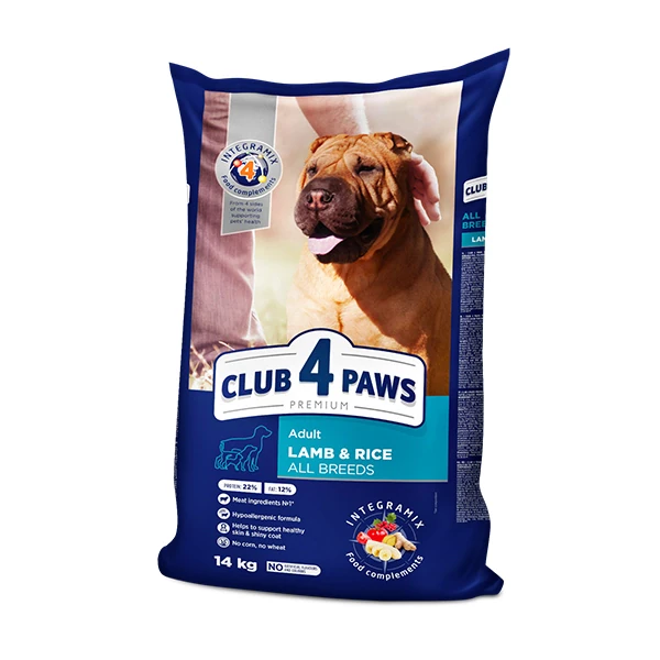 Club4Paws Premium Kuzu Etli Pirinç Yetişkin Köpek Maması 14 Kg - 1