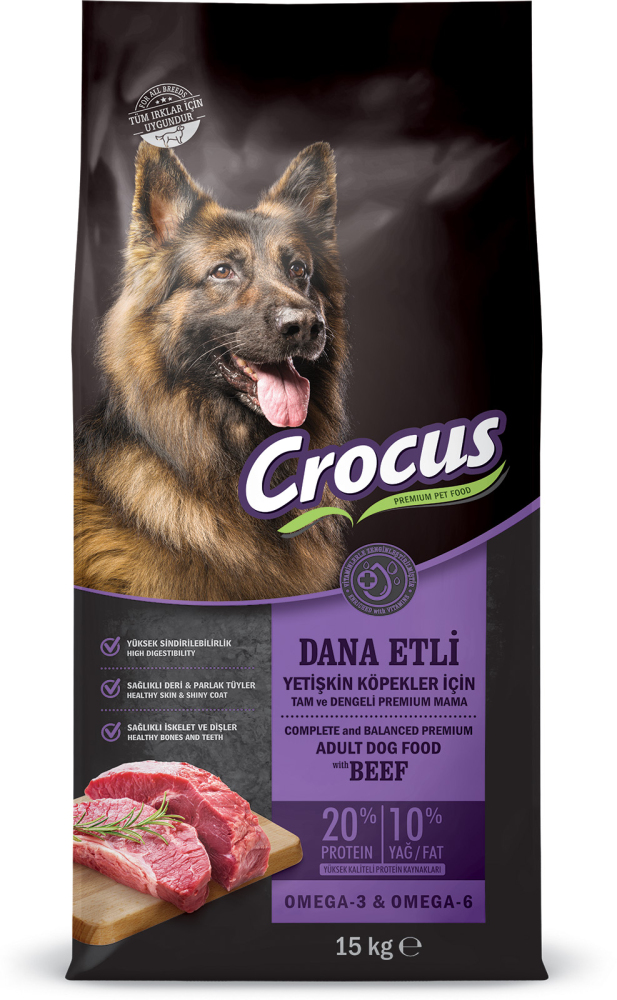 Crocus Biftekli Pirinçli Yet. Köpek Maması 15 Kg - 1