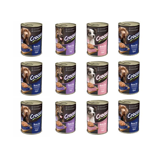 Crocus Köpek Maması Karışık 400 Gr x 12 Adet - 1
