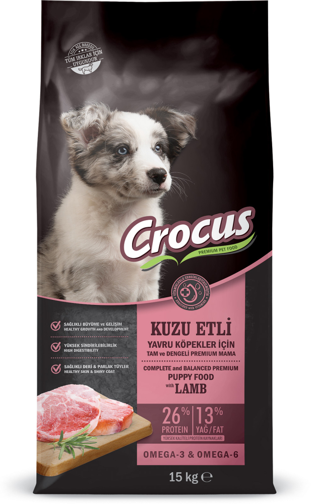 Crocus Kuzu Etli Pirinçli Yavru Köpek Maması 15 Kg - 1