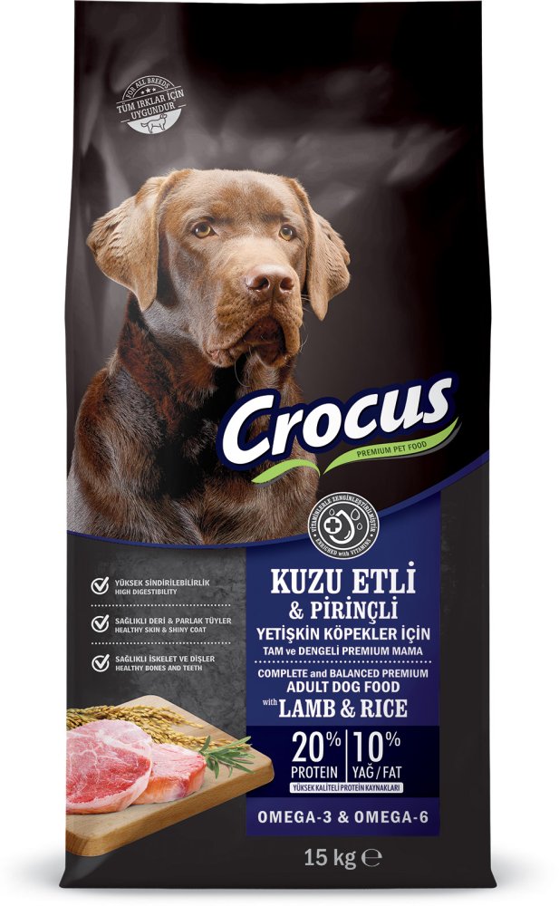 Crocus Kuzu Etli Pirinçli Yet. Köpek Maması 15 Kg - 1