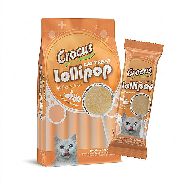 Crocus Tavuklu Ve Bal Kabaklı Kedi Lolipop 10 Adet