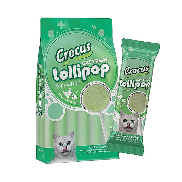Crocus Tavuklu Ve Kedi Çimli Kedi Lolipop 10 Adet