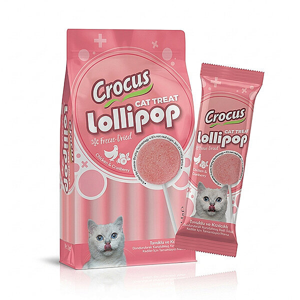 Crocus Tavuklu Ve Kızılcıklı Kedi Lolipop 10 Adet