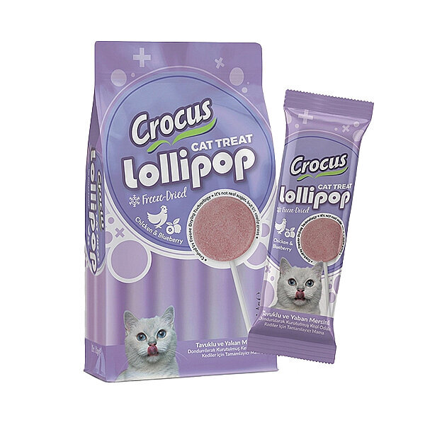 Crocus Tavuklu Ve Yaban Mersinli Kedi Lolipop 10 Adet