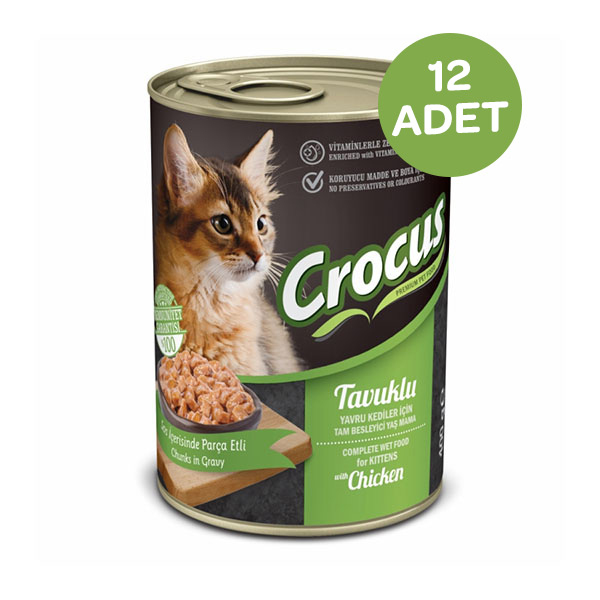 Crocus Yavru Kedi Tavuklu Yaş Mama 400 Gr x 12 Adet - 1