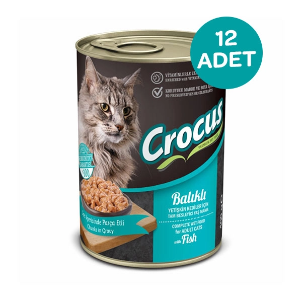 Crocus Yetişkin Kedi Balıklı Yaş Mama 400 Gr x 12 Adet - 1