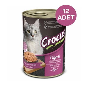 Crocus Yetişkin Kedi Ciğerli Yaş Mama 400 Gr x 12 Adet