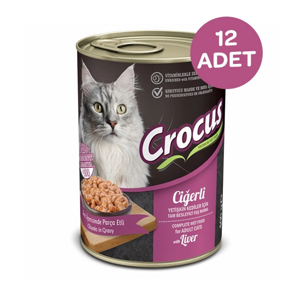 Crocus Yetişkin Kedi Ciğerli Yaş Mama 400 Gr x 12 Adet - 1