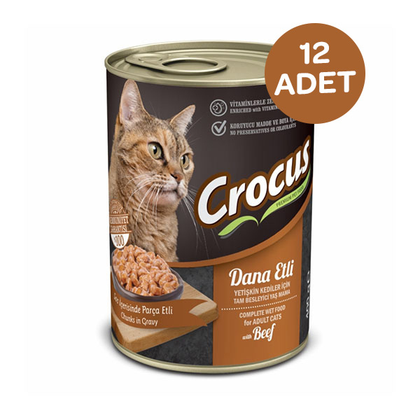 Crocus Yetişkin Kedi Dana Etli Yaş Mama 400 Gr x 12 Adet - 1
