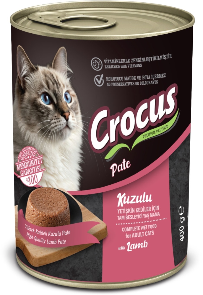 Crocus Yetişkin Kedi Kuzu Etli Pate Yaş Mama 400g - 1