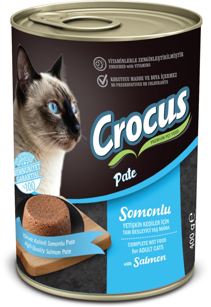 Crocus Yetişkin Kedi Somonlu Pate Yaş Mama 400g - 1