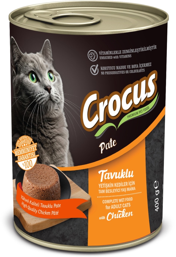 Crocus Yetişkin Kedi Tavuklu Pate Yaş Mama 400g - 1
