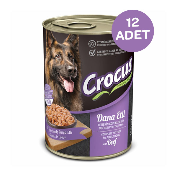 Crocus Yetişkin Köpek Dana Etli Yaş Mama 400 Gr x 12 Adet - 1