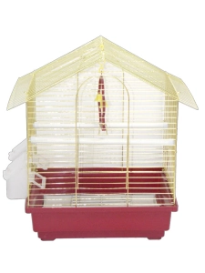 Dayang Çatılı Muhabbet Kuşu Kafesi İki Kapılı Pirinç 30x23x39 cm