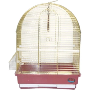 Dayang Davul Muhabbet Kuşu Kafesi İki Kapılı Pirinç 30x23x39 cm