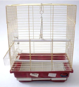 Dayang Düz Muhabbet Kuşu Kafesi İki Kapılı Pirinç 30x23x39 cm