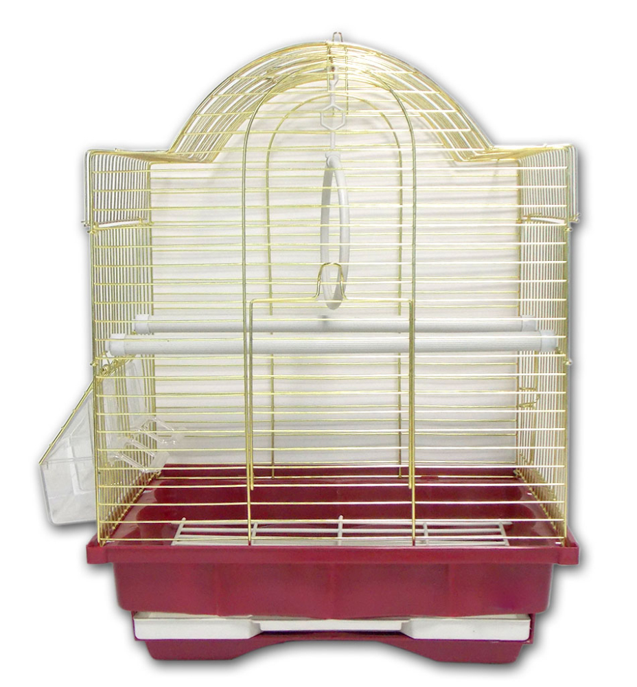 Dayang Kubbeli Muhabbet Kuşu Kafesi İki Kapılı Pirinç 30x23x39 cm - 1