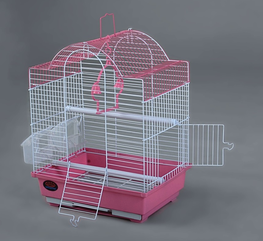 Dayang Kubbeli Muhabbet Kuşu Kafesi İki Kapılı Renkli 30x23x39 cm - 1