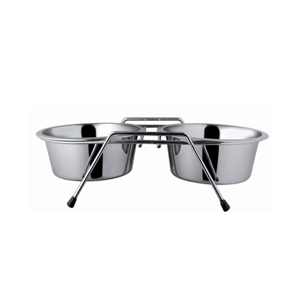 DDWF2BCP 3qt Ayaklı İkili Metal Mama Kabı ø25 Cm - 1