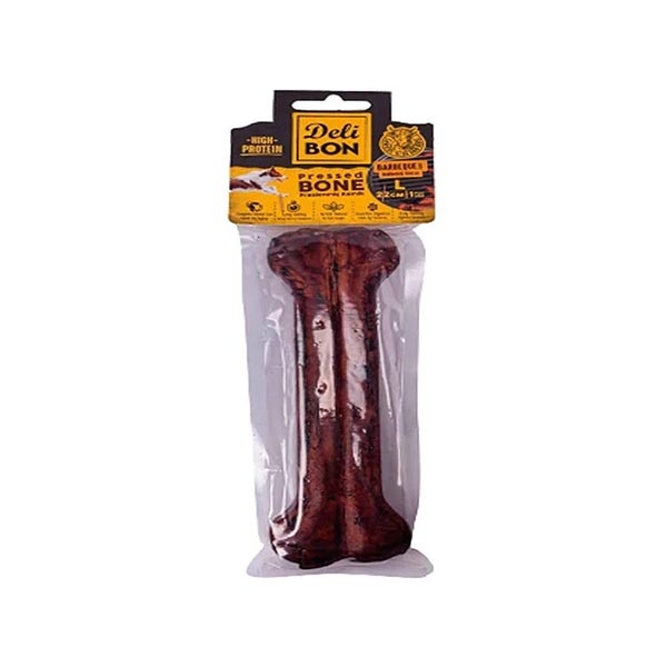 Delibon Barbekü Aromalı Deri Pres Kemik Köpek Ödülü M 22 cm - 1