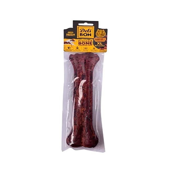 Delibon Barbekü Aromalı Deri Pres Kemik Köpek Ödülü M 27 cm - 1