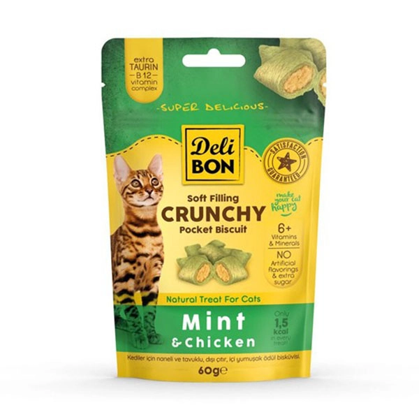 Delibon Chrunchy İçi Dolgulu Ödül Bisküvisi Tavuklu Ve Naneli 60Gr - 1