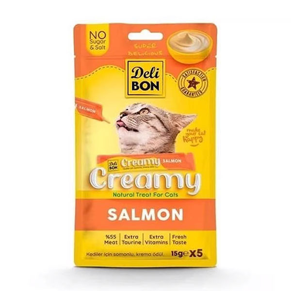 Delibon Krema Somonlu Sıvı Kedi Ödülü 15 g x 5 Adet - 1