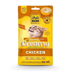 Delibon Krema Tavuklu Sıvı Kedi Ödül Maması 15g x 5 Adet
